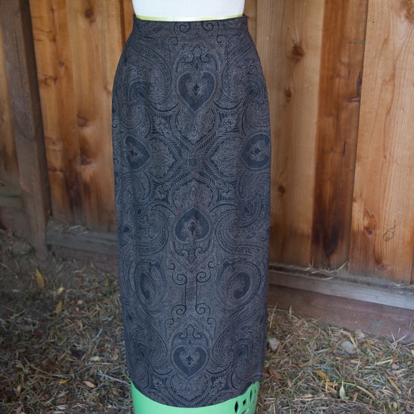 Ralph Lauren Linen Brown & Black Fall Paisley Print Maxi Skirt Woman's M - Picture 5 of 14